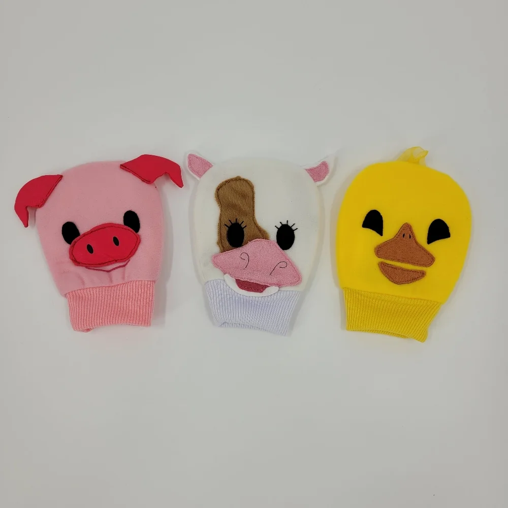 Excellerations Farm Hand Puppets Set Of 3 Pig Cow Duck Learning Resource NEW